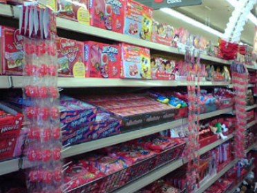 On the day of Valentines, most of these racks are emptied out.
